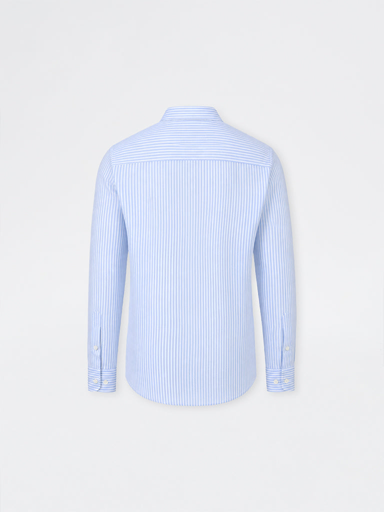 Ascot Light Blue Striped Relaxed-Fit Linen Shirt