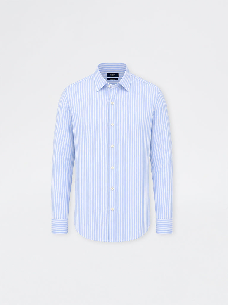 Ascot Light Blue Striped Relaxed-Fit Linen Shirt