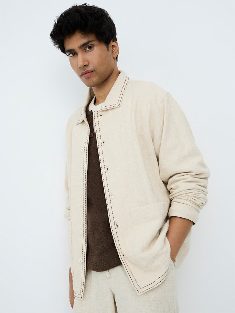 ETA Beige Relaxed-Fit Cotton-Blend Jacket