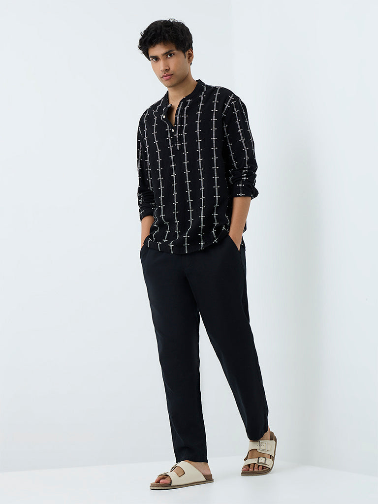 ETA Black Solid Relaxed-Fit Cotton Chinos