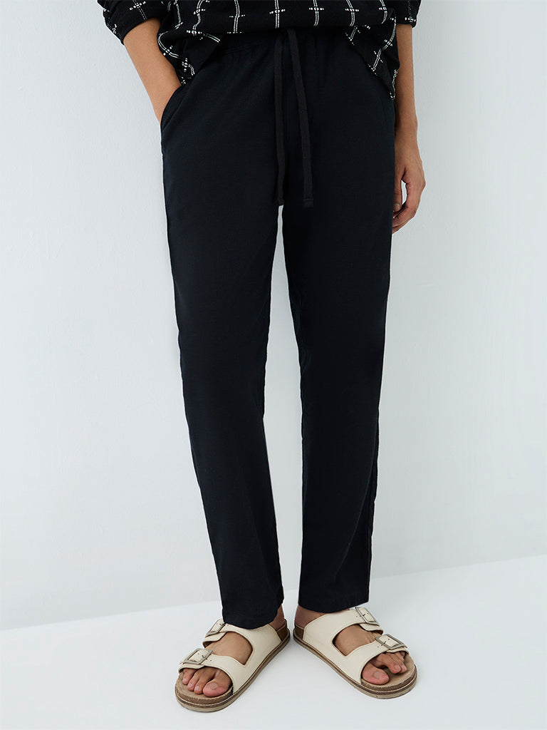 ETA Black Solid Relaxed-Fit Cotton Chinos