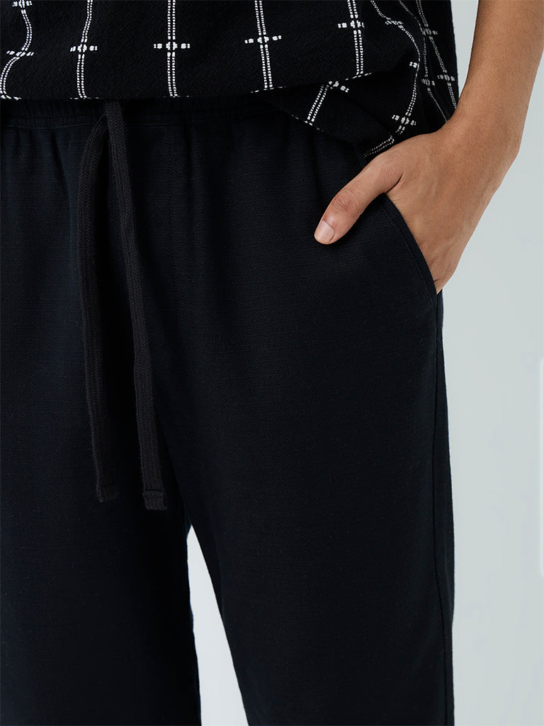 ETA Black Solid Relaxed-Fit Cotton Chinos