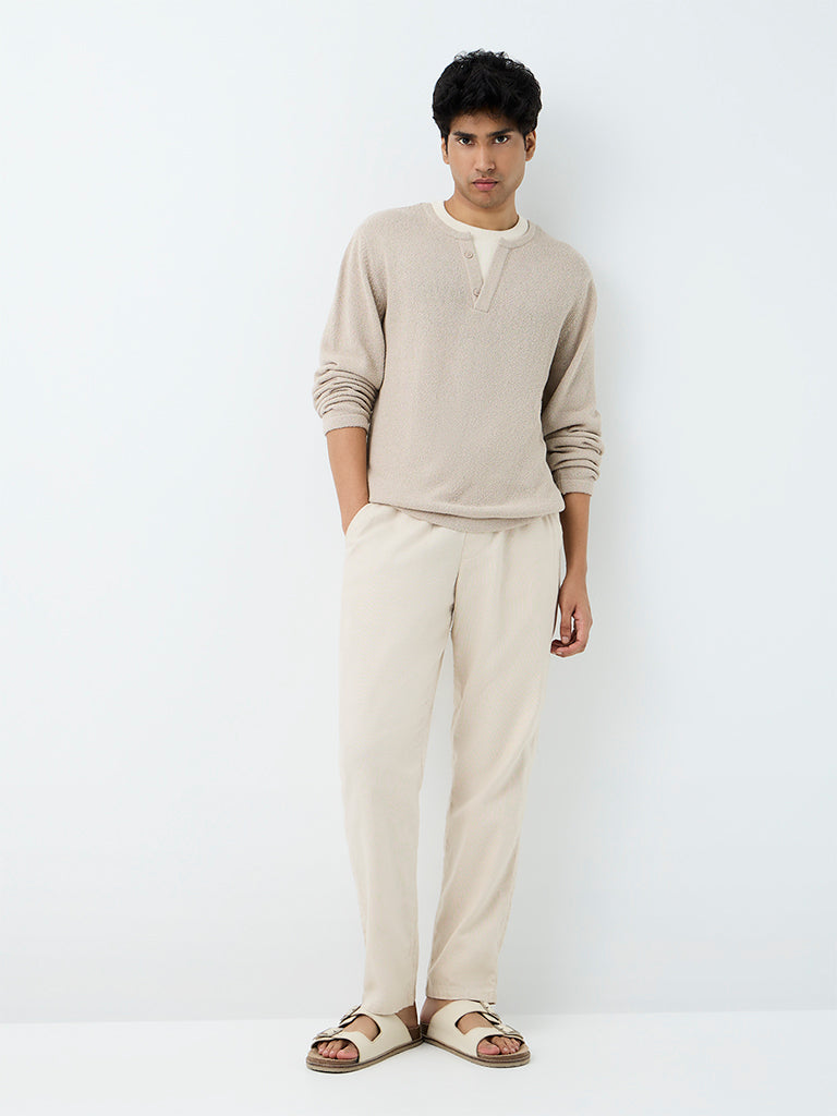 ETA Light Beige Relaxed-Fit Mid-Rise Cotton Chinos