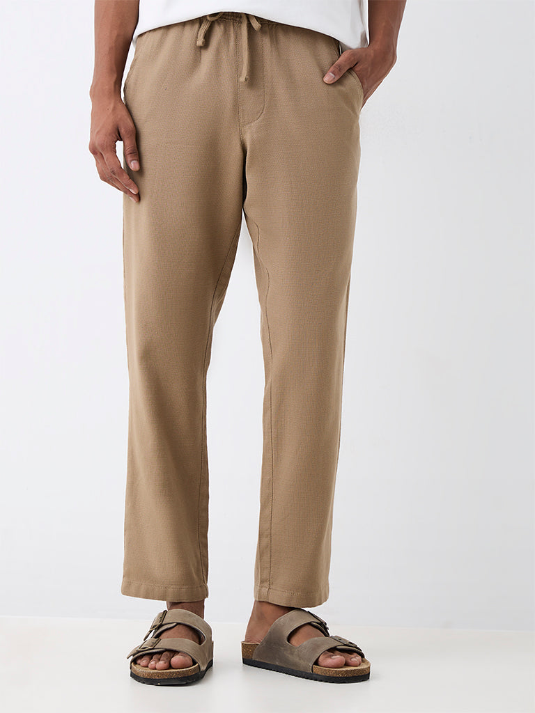 ETA Taupe Relaxed-Fit Mid-Rise Cotton Chinos