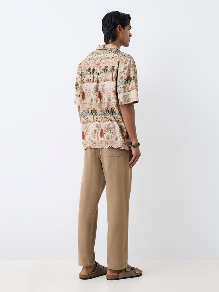 ETA Taupe Relaxed-Fit Mid-Rise Cotton Chinos