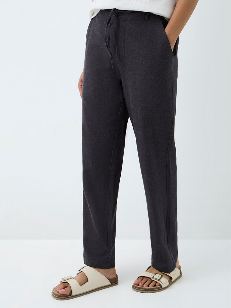 ETA Charcoal Relaxed-Fit Mid-Rise Cotton-Blend Chinos