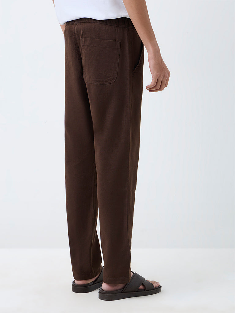 ETA Dark Brown Relaxed-Fit Mid-Rise Cotton Chinos