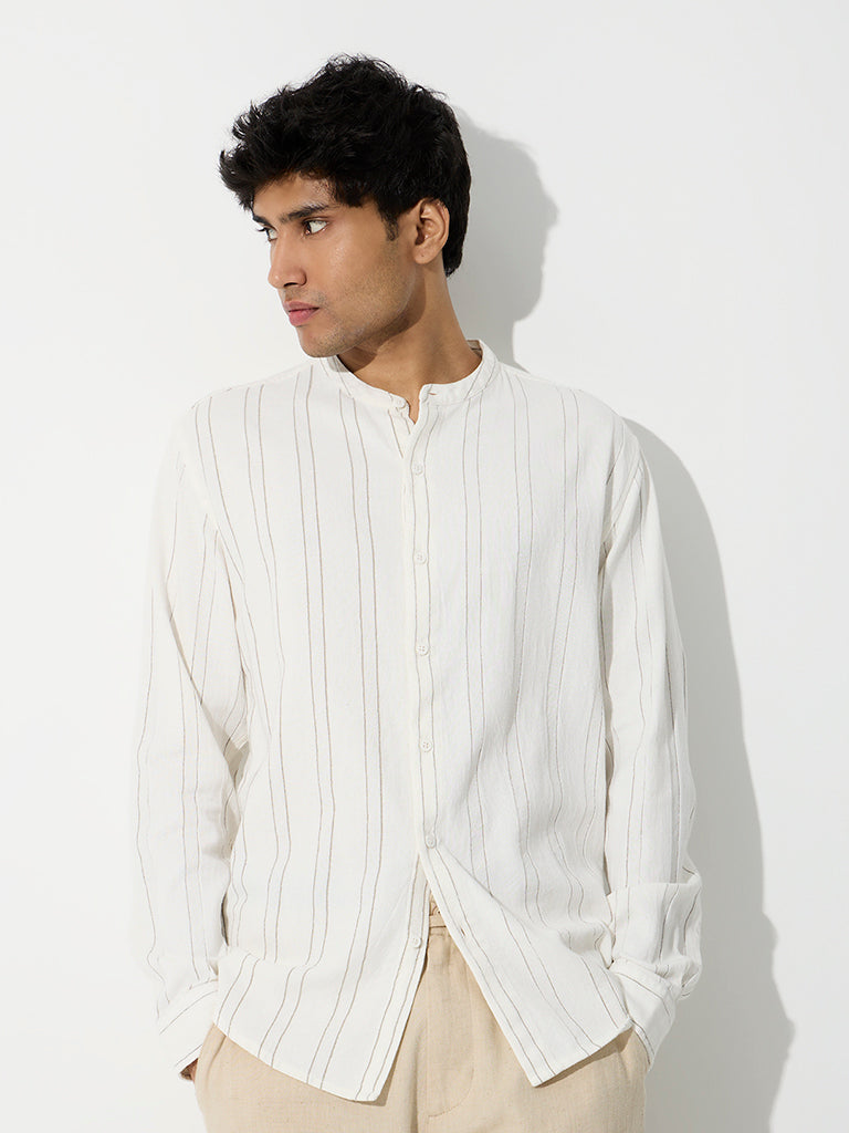 ETA Off-White Striped Relaxed-Fit Cotton Shirt