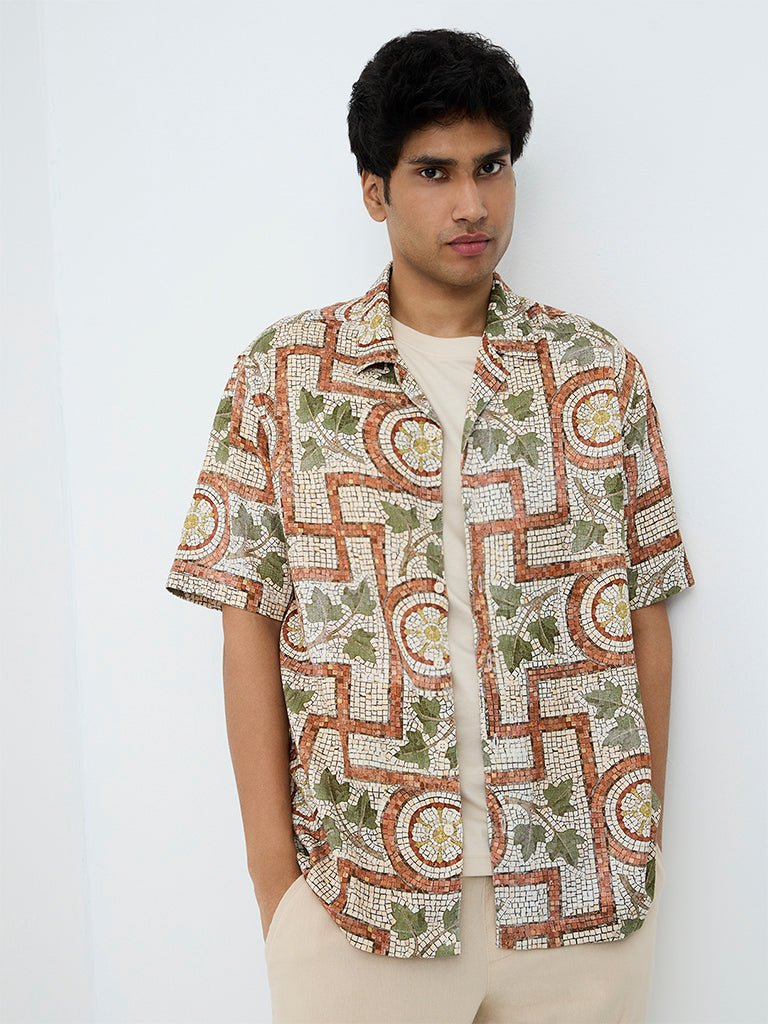 ETA Multicolor Printed Relaxed-Fit Cotton-Blend Shirt