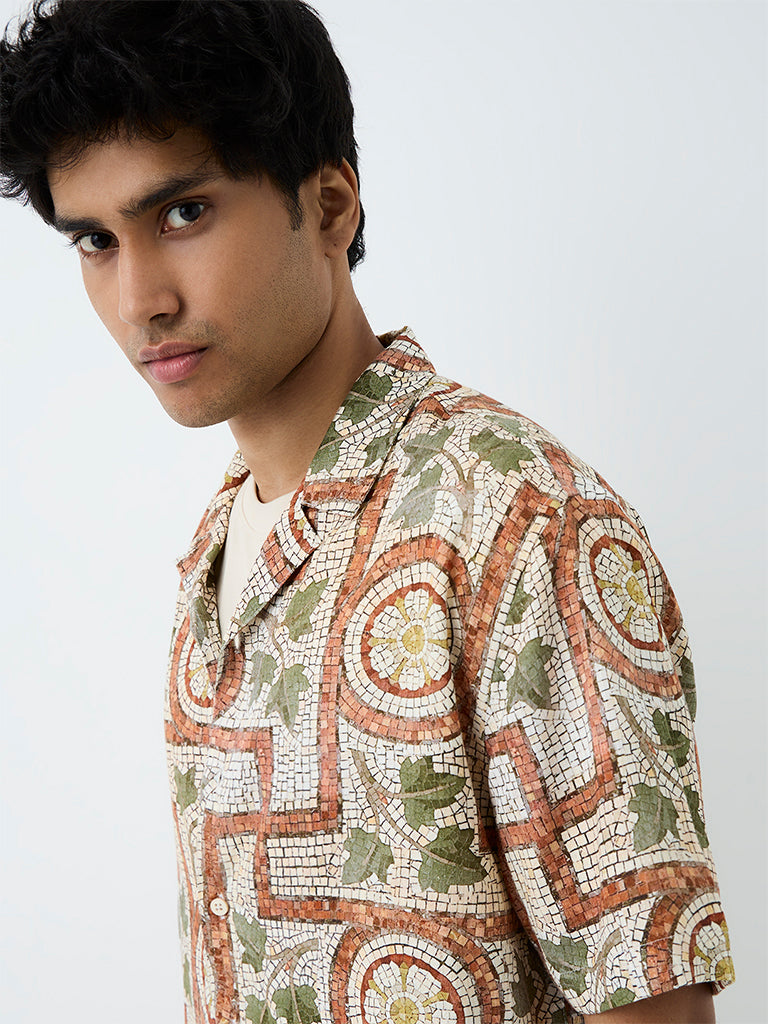 ETA Multicolor Printed Relaxed-Fit Cotton-Blend Shirt