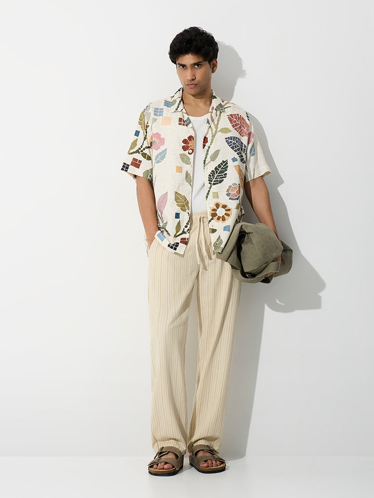 ETA Off-White Printed Relaxed-Fit Cotton-Blend Shirt