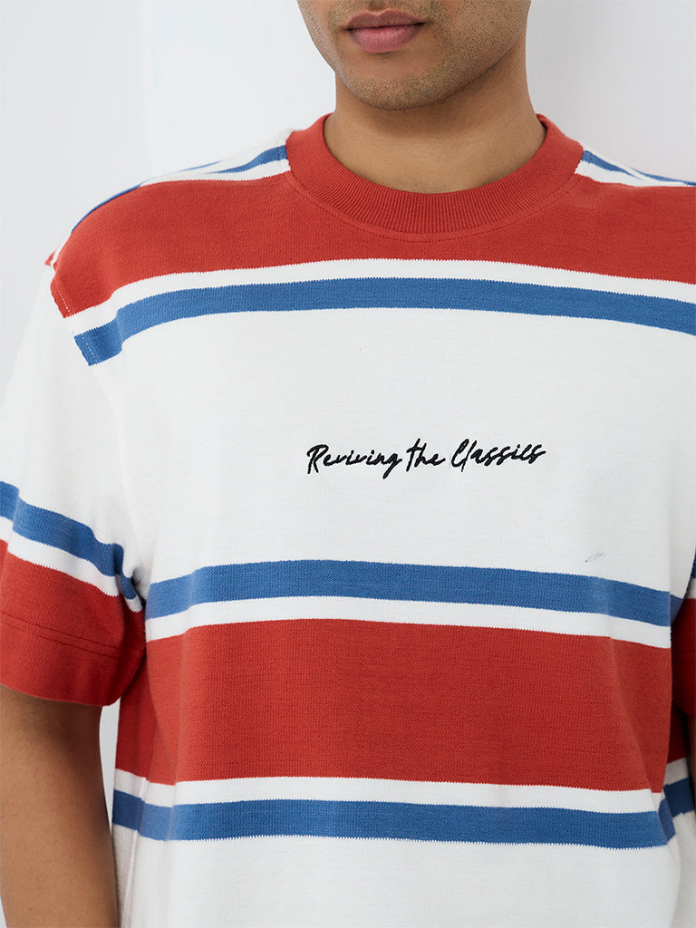 Nuon Multicolor Striped Relaxed-Fit Cotton T-Shirt