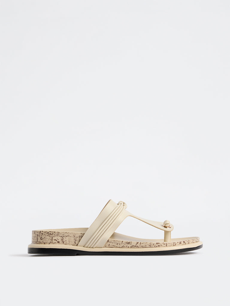 LUNA BLU Ivory Thong-Strap Comfort Sandals