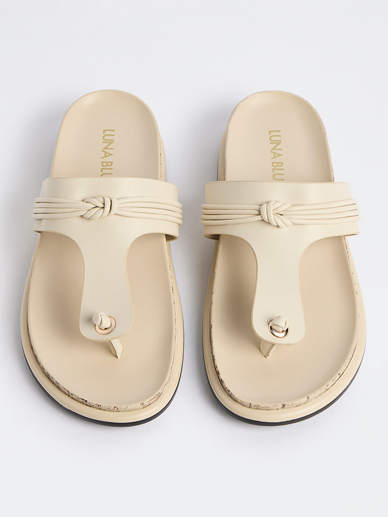 LUNA BLU Ivory Thong-Strap Comfort Sandals