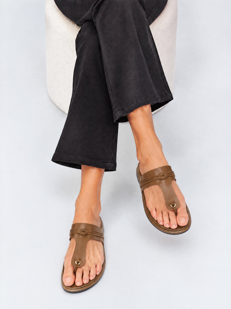 LUNA BLU Tan Thong-Strap Comfort Sandals