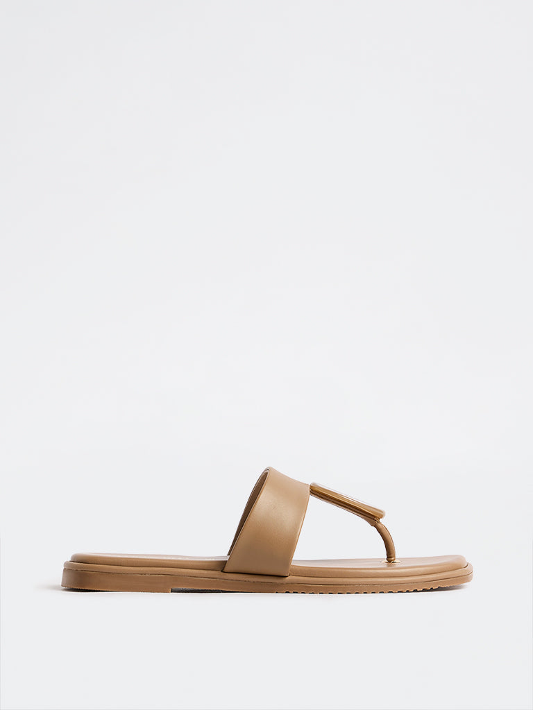 LUNA BLU Brown Thong-Strap Sandals