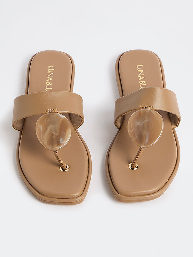 LUNA BLU Brown Thong-Strap Sandals