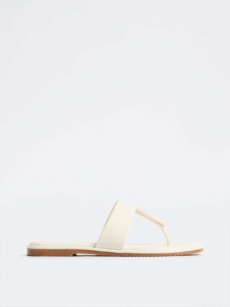 LUNA BLU White Thong-Strap Sandals