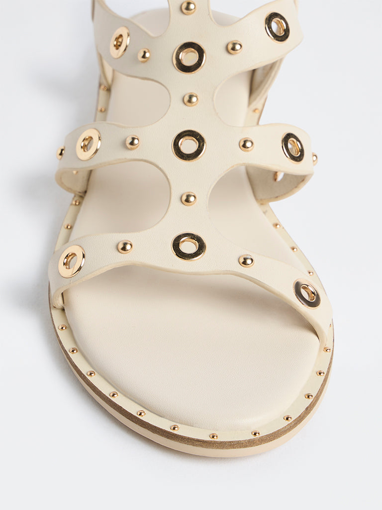 LUNA BLU Ivory Multi-Strap Eyelet Gladiator Sandals