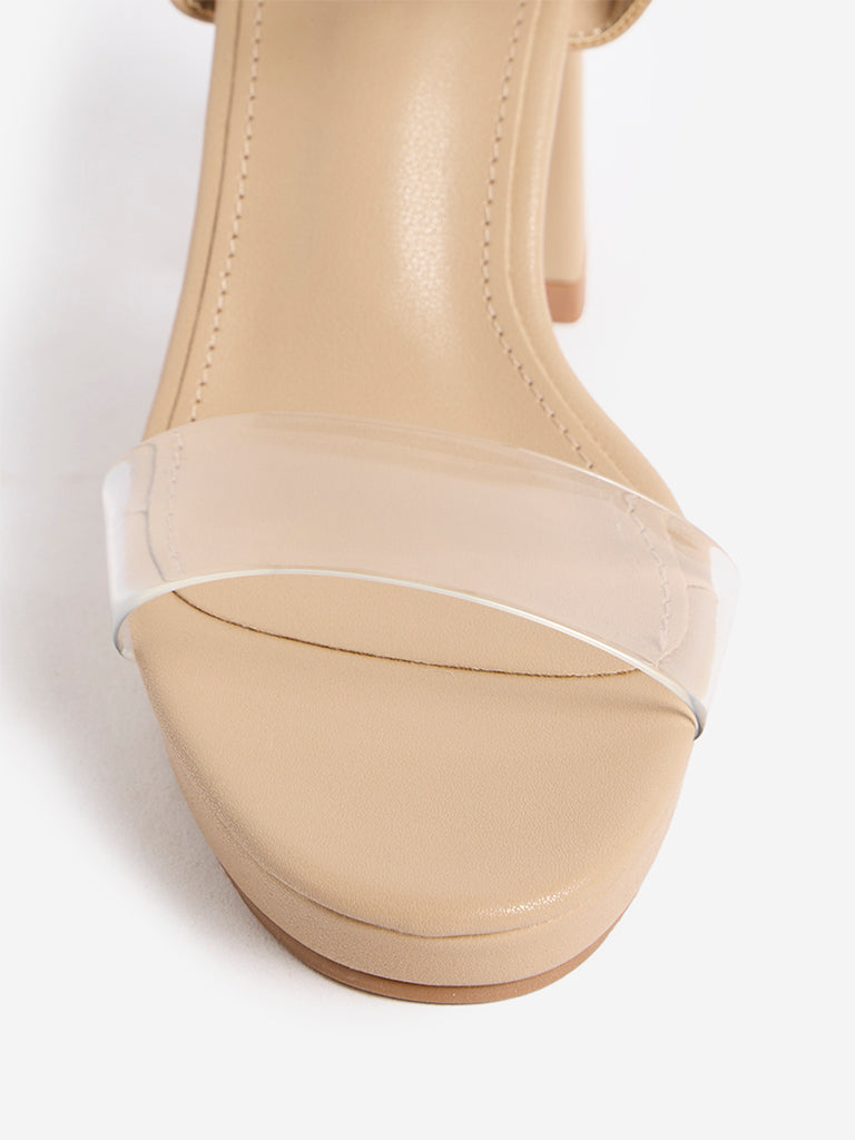 LUNA BLU Beige Block Heel Sandals