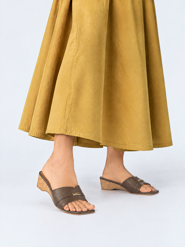 LUNA BLU Dark Brown Wedge Heel Sandals