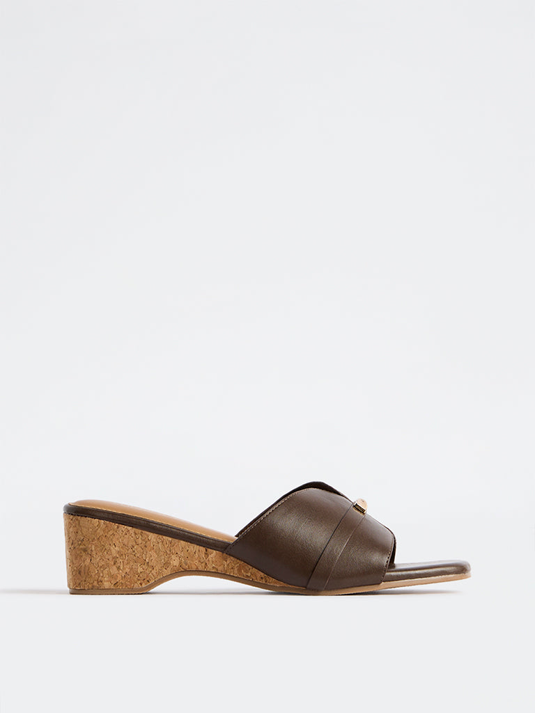 LUNA BLU Dark Brown Wedge Heel Sandals