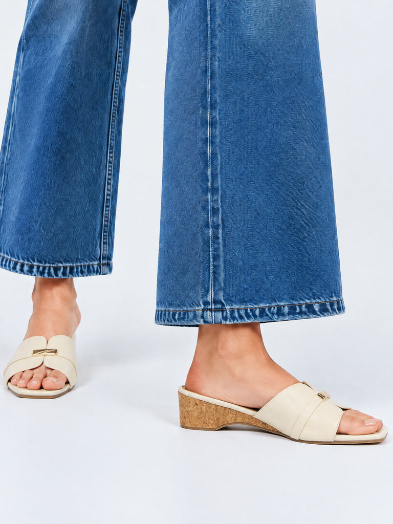 LUNA BLU Ivory Wedge Heel Sandals