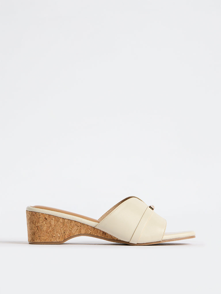 LUNA BLU Ivory Wedge Heel Sandals