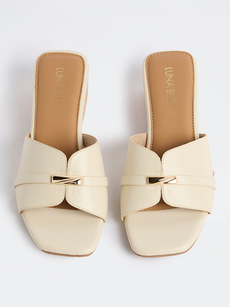 LUNA BLU Ivory Wedge Heel Sandals
