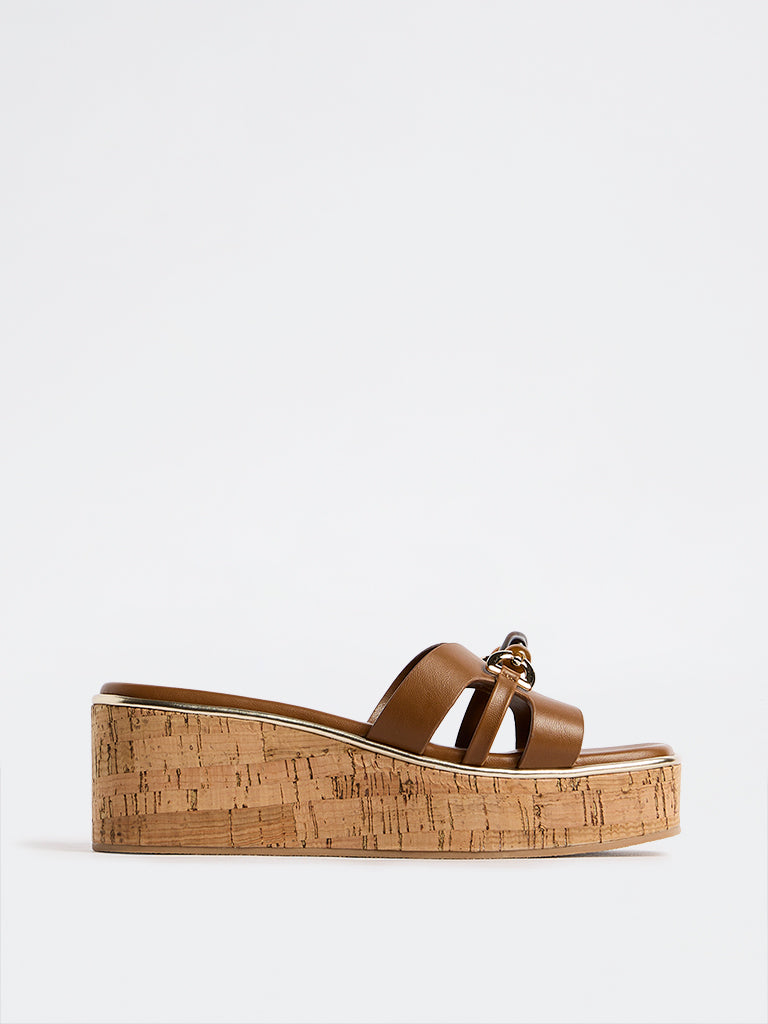 LUNA BLU Brown Wedge Heel Sandals