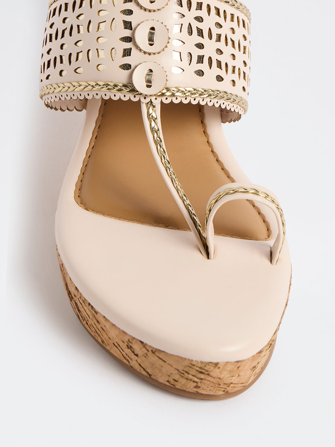 LUNA BLU Ivory Wedge Heel Sandals