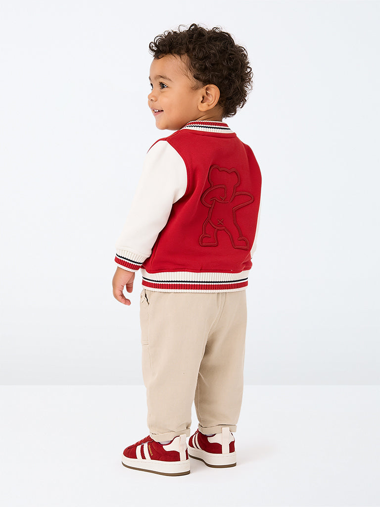 HOP Baby Boys Light Beige Mid-Rise Cotton-Blend Pants