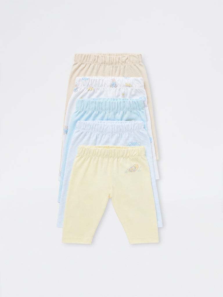 HOP Baby Boys Multicolor Printed Mid-Rise Cotton Pants - Pack of 5