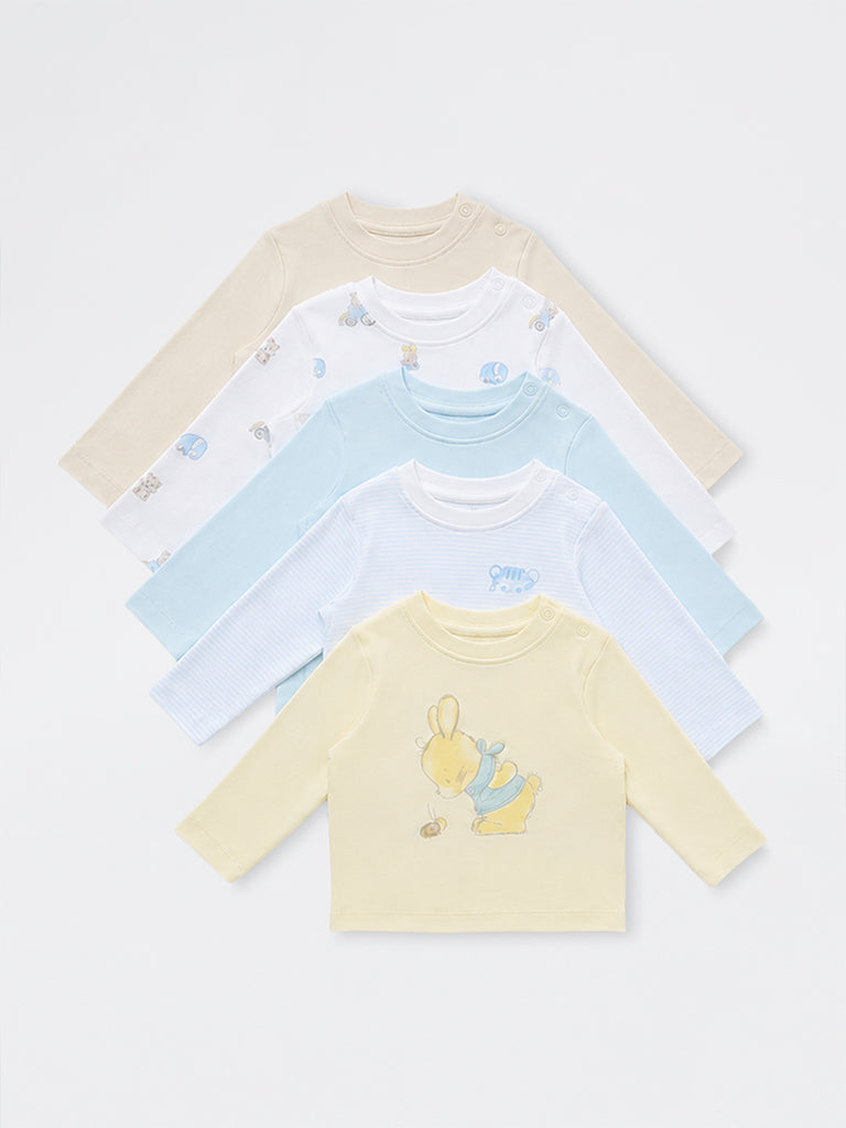 HOP Baby Boys Multicolor Printed Cotton T-Shirt - Pack of 5