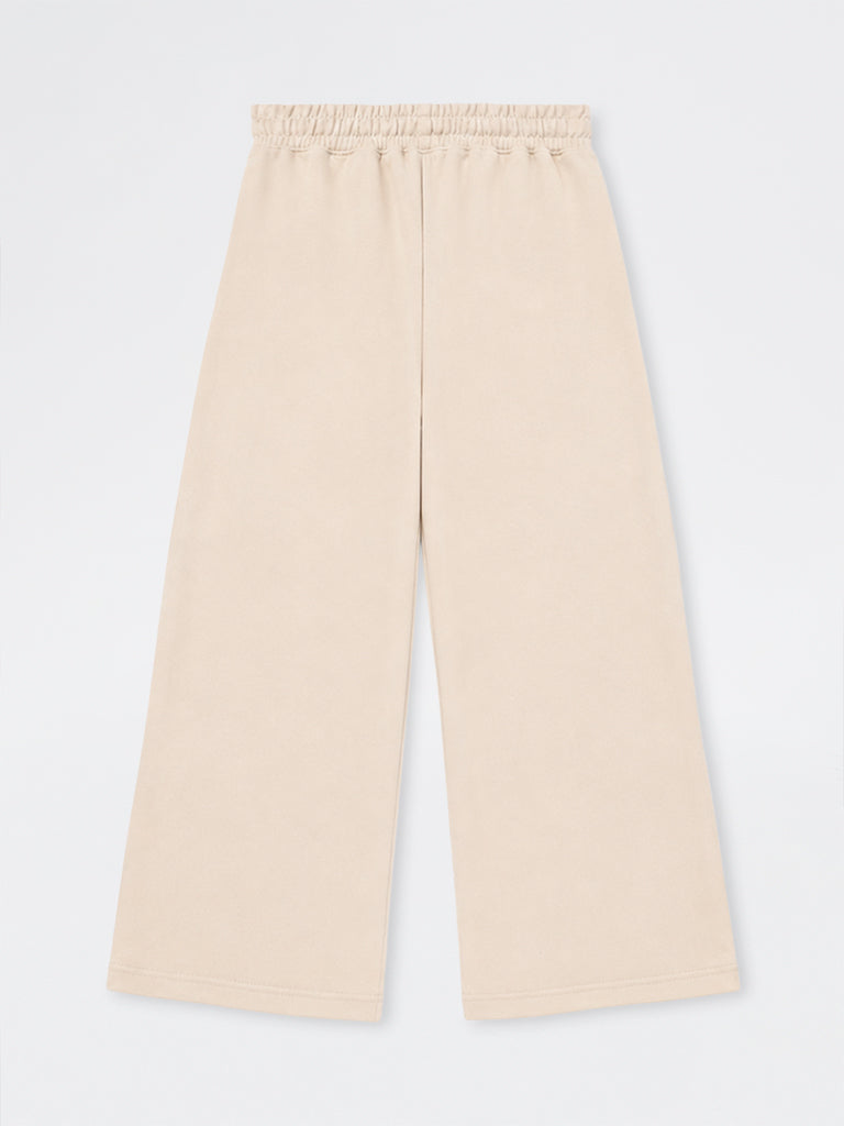 Girls Beige Pipeline-Detail High-Rise Cotton-Blend Track Pants
