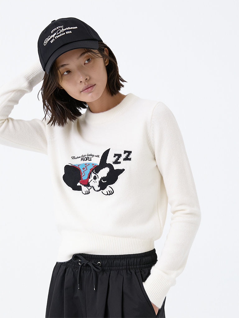 Girls Off-White Dog Embroidered Sweater