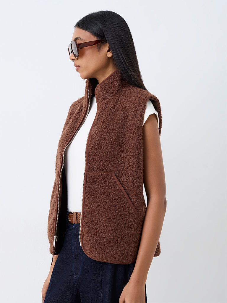 Wardrobe Brown Fleece-Textured Jacket
