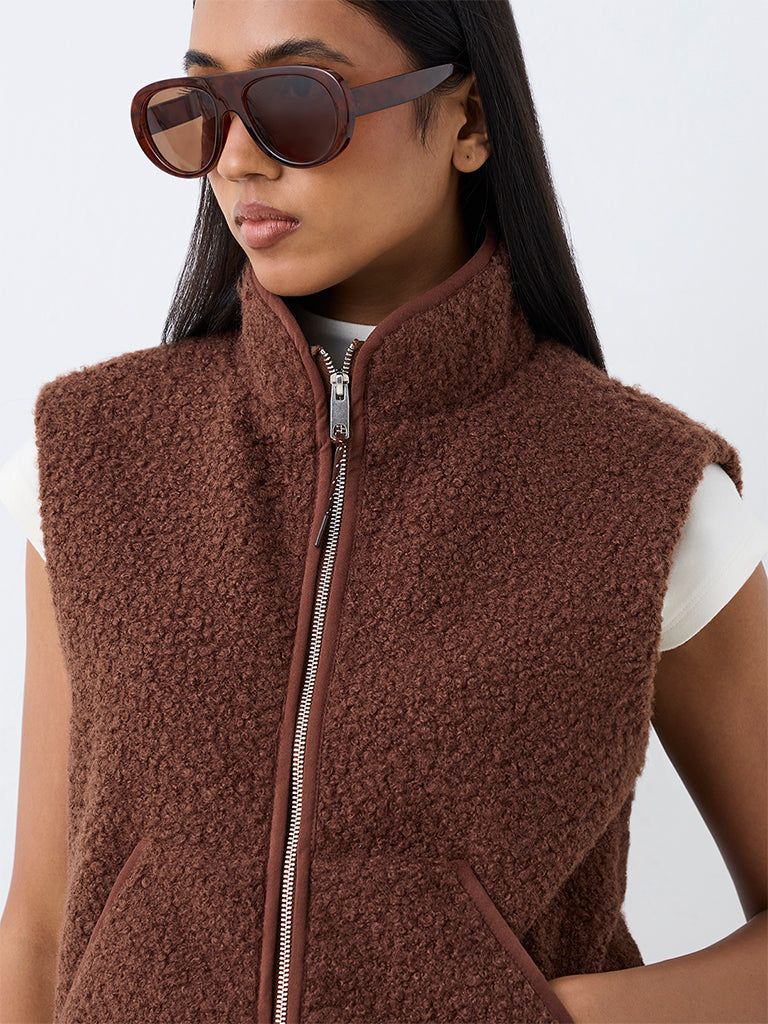 Wardrobe Brown Fleece-Textured Jacket