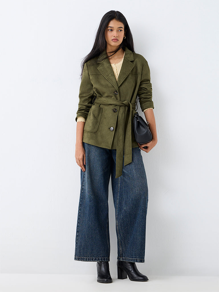 LOV Olive Suede Jacket with Belt