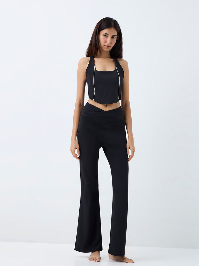 Nuoflexx Black Cross-Waist High-Rise Yoga Pants
