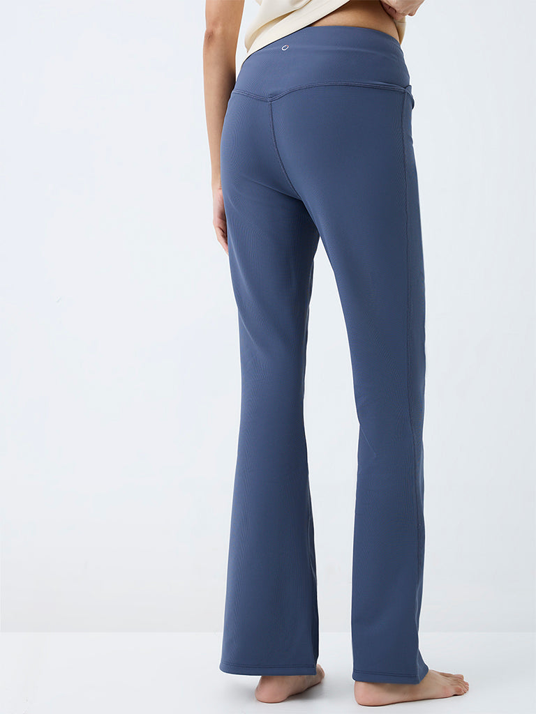 Nuoflexx Dusty Blue Cross-Waist High-Rise Yoga Pants