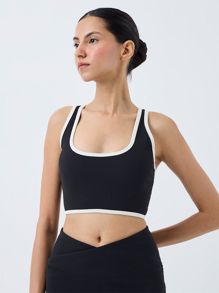 Nuoflexx Black Ribbed Padded Bralet Top