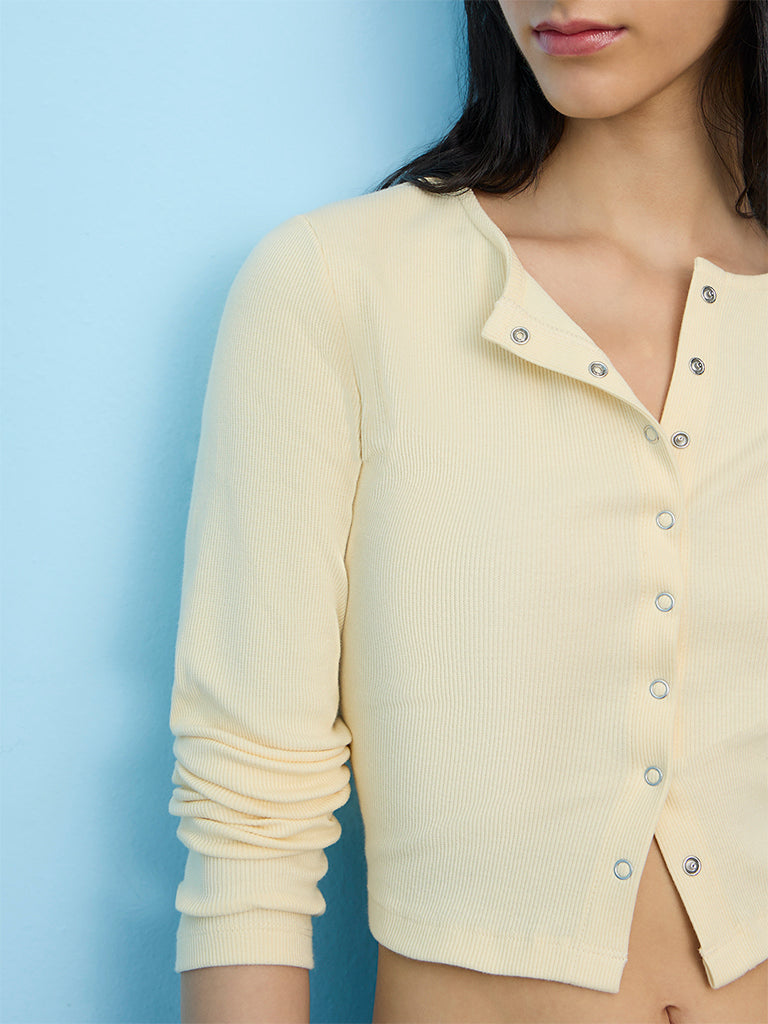 Nuon Light Yellow Ribbed Cotton Top