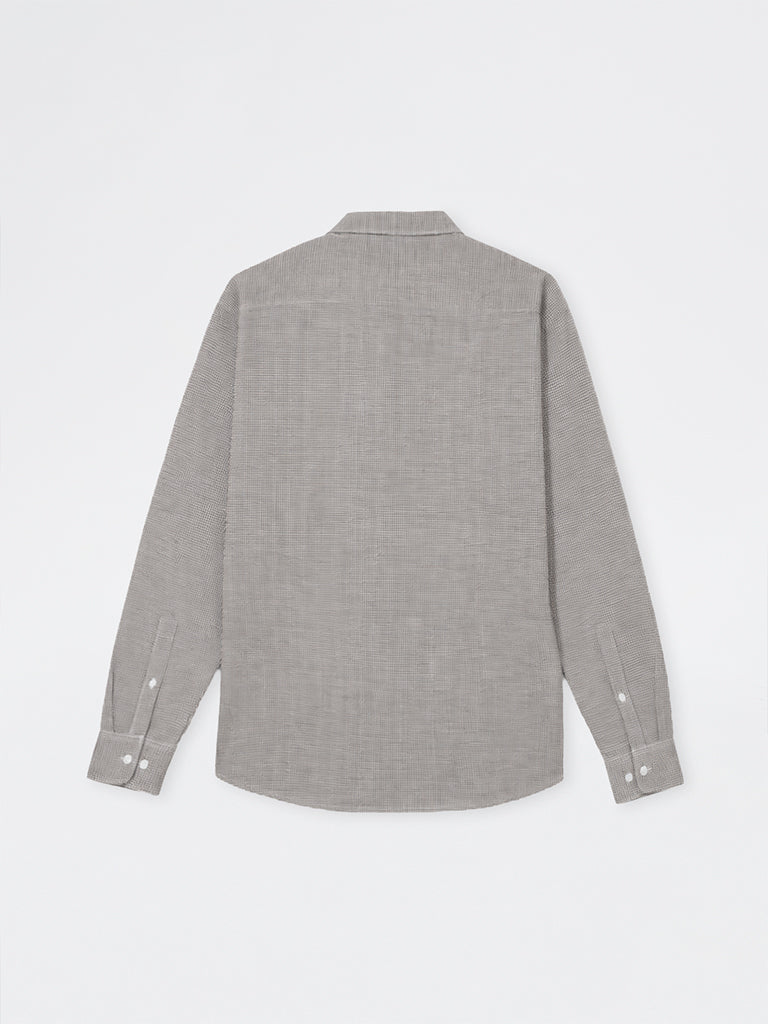 WES Casuals Brown Checkered Relaxed-Fit Cotton-Blend Shirt