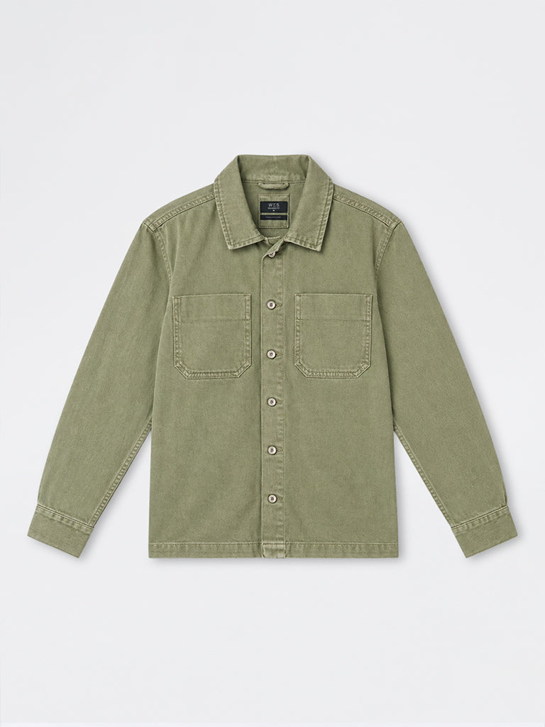 WES Casuals Sage Solid Relaxed-Fit Denim Shirt
