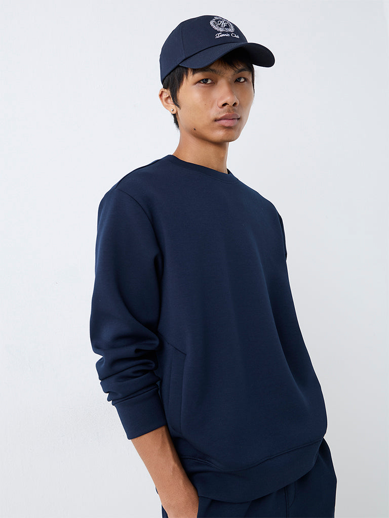 Nuoflexx Navy Solid Relaxed-Fit Sweatshirt