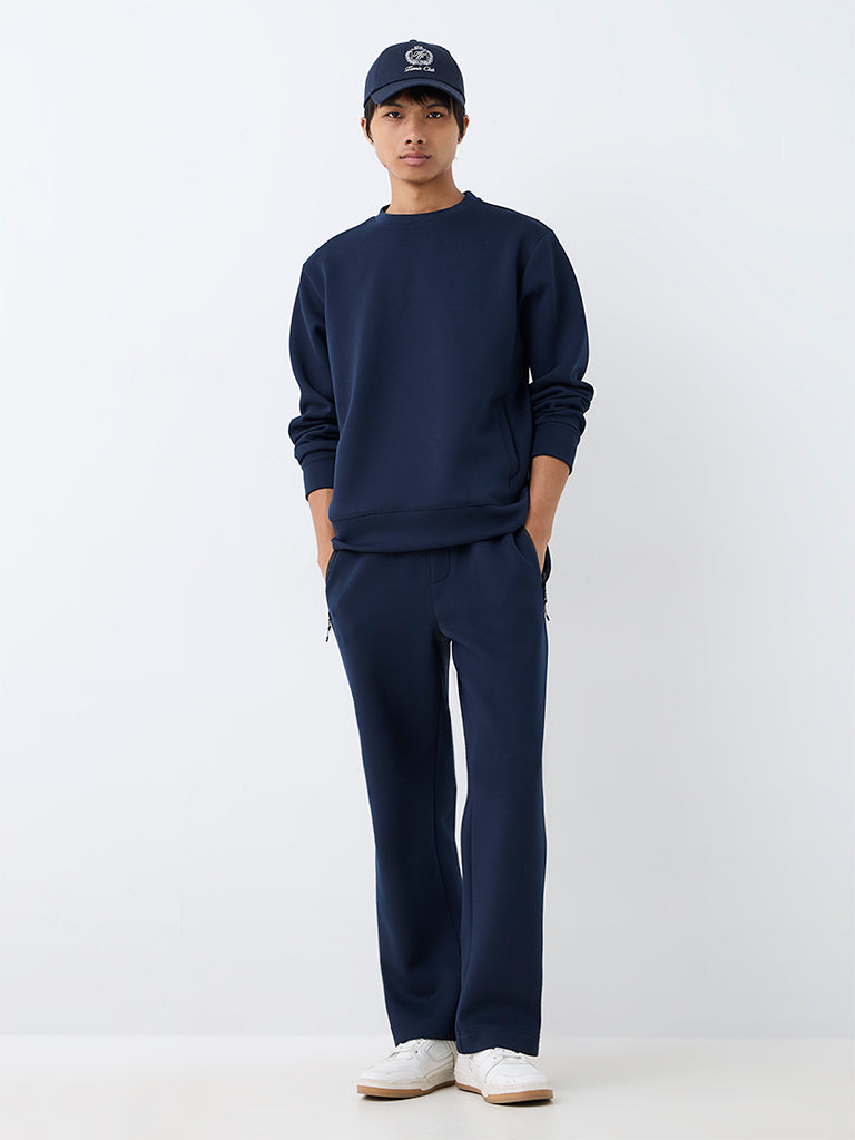 Nuoflexx Navy Solid Relaxed-Fit Sweatshirt