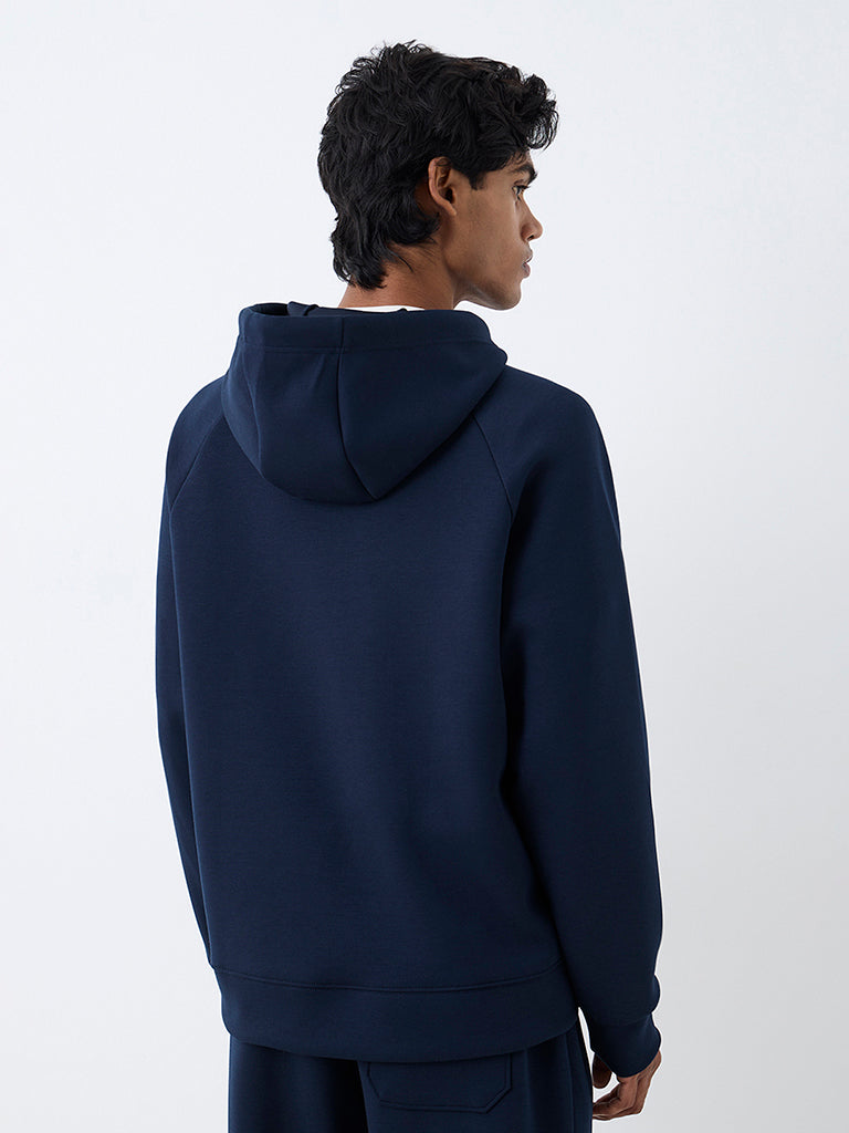 Nuoflexx Navy Solid Relaxed-Fit Hooded Jacket