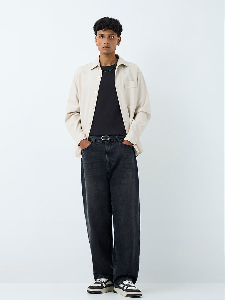 Nuon Charcoal Skater-Fit Mid-Rise Jeans