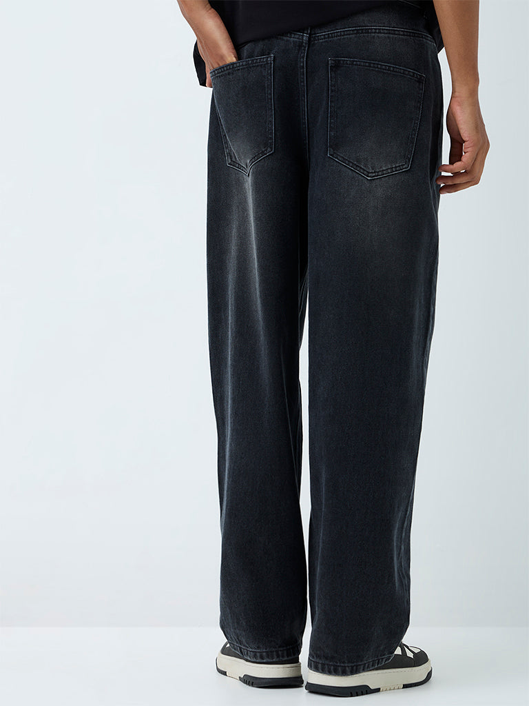 Nuon Charcoal Skater-Fit Mid-Rise Jeans
